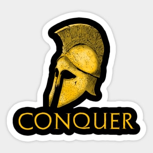 Motivational Ancient Greek History Spartan Helmet - Conquer Sticker